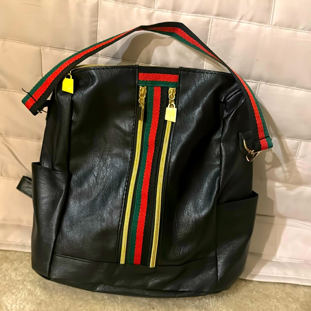 Mini faux leather backpack